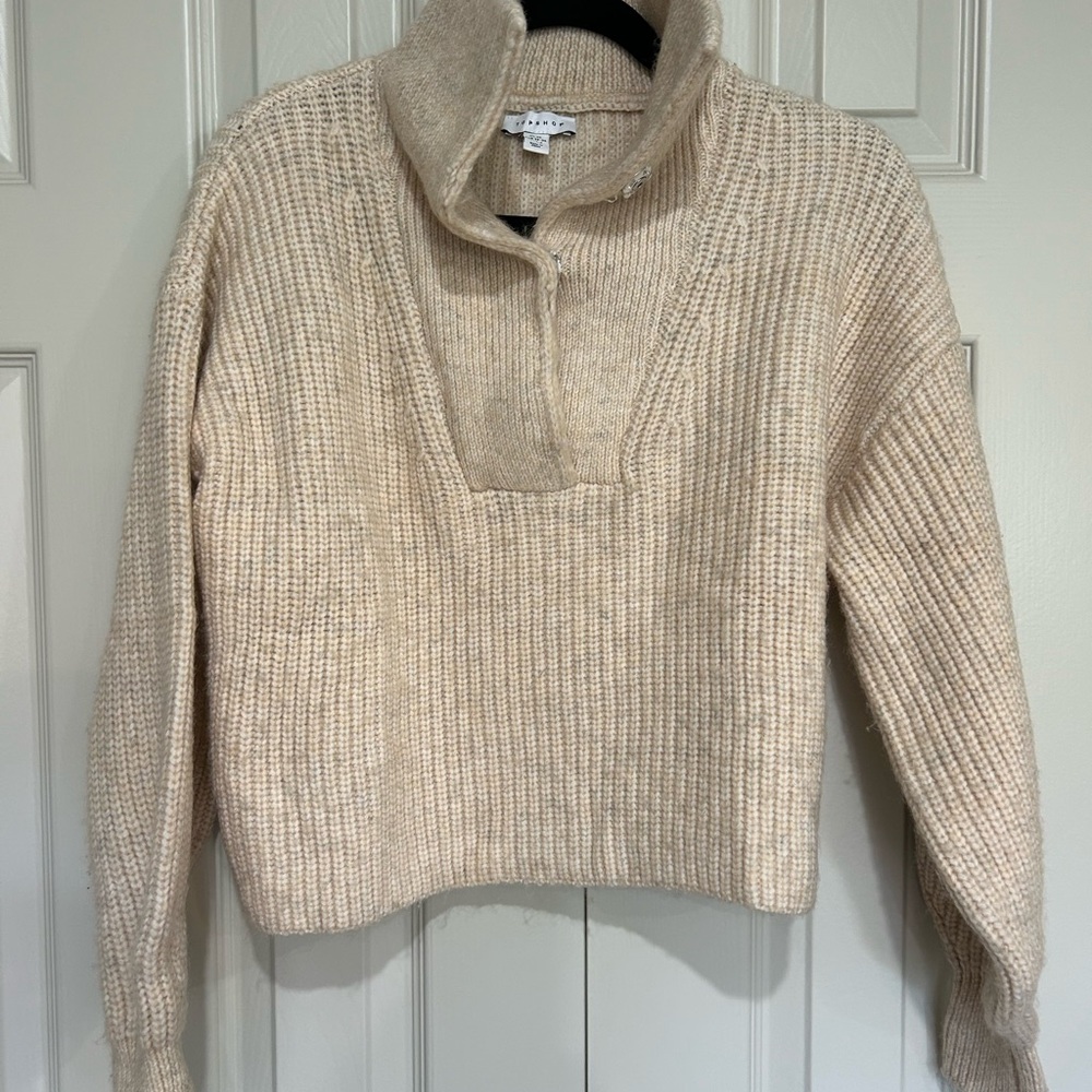 Topshop Cream Cowl Neck Sweater